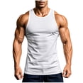 thumbnail image 1 of Mrmaere Mens Crew Neck Slim Tank Top High Elasticity Supportive Bodybuilding Workout Tee White L, 1 of 9