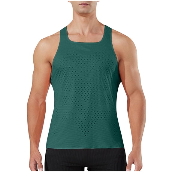 Mrmaere Mens Crew Neck Thin Strap Tank Top Dry Moisture Wicking Gym Running Active Shirt Army Green L