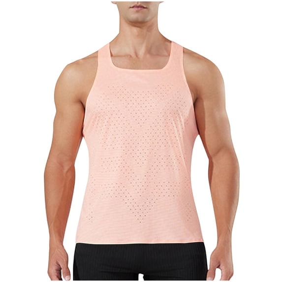 Mrmaere Mens Crew Neck Thin Strap Tank Top Dry Moisture Wicking Gym Running Active Shirt Pink S