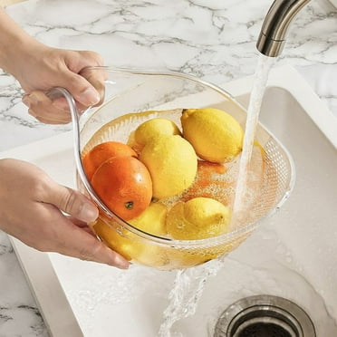 Mrmaere Multi-functional Draining Basket - Fruit Cleaning Bowl with Strainer Container Kitchen Sink Food Catcher Drainer Fruit Rinser Vegetable Washing Filter Bowl Over Green