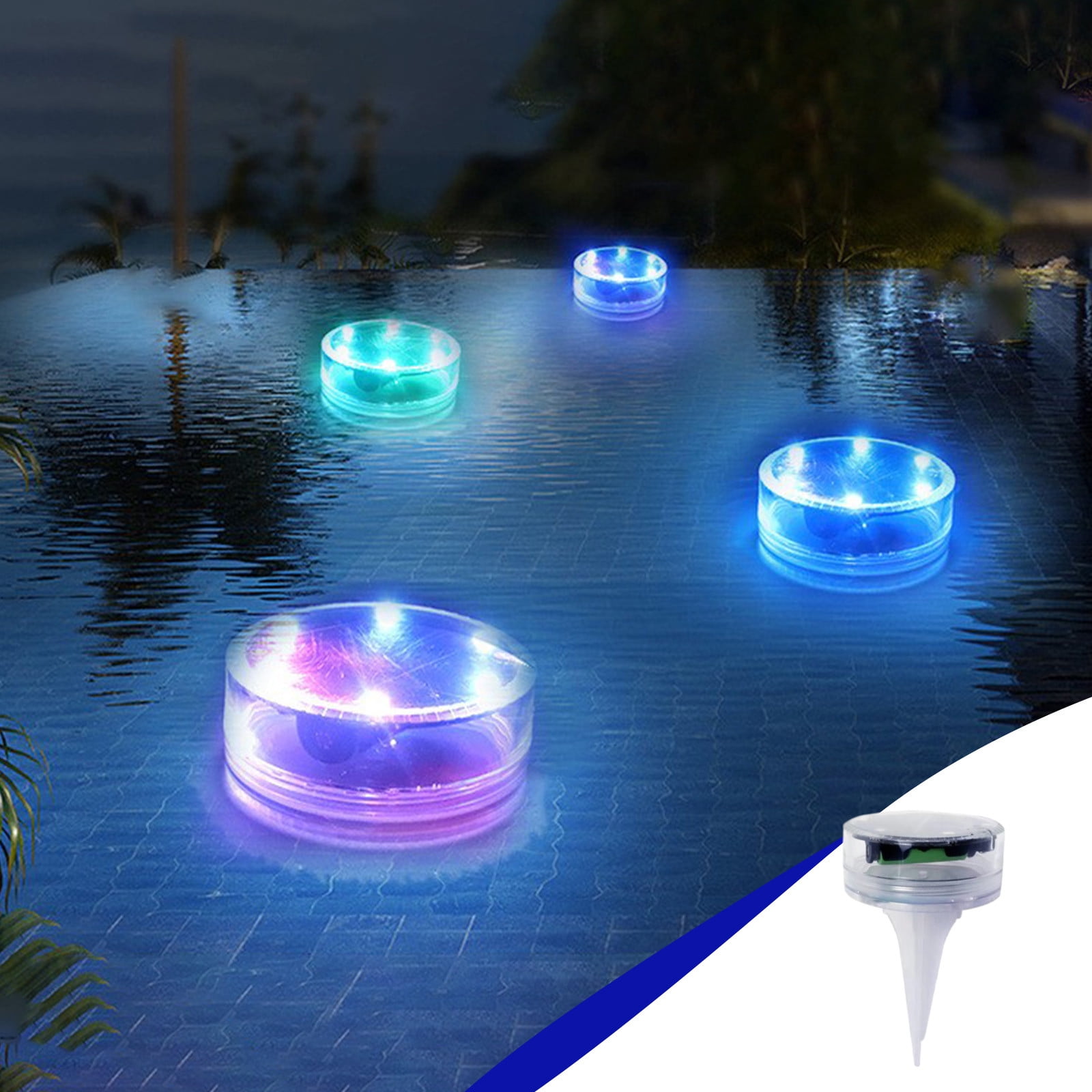 Mrmaere SolarPowered Submersible LED Pool Light with Remote Control