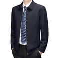 thumbnail image 1 of Mrmaere Turn Down Collar Business Casual Jacket Men Turn Down Collar Zip Up Lightweight Formal Daily Wear Jacket Black L, 1 of 7