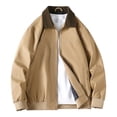 thumbnail image 1 of Mrmaere Turn Down Collar Corduroy Collar Casual Jacket Men Turn Down Collar Zip Up Lightweight Daily Wear Jacket Khaki XXXL, 1 of 9