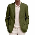 thumbnail image 1 of Mrmaere Turn Down Collar Linen Casual Blazer Men Turn Down Collar Button Closure Lightweight Summer Jacket Army Green L, 1 of 6