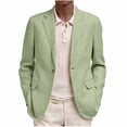 thumbnail image 1 of Mrmaere Turn Down Collar Linen Casual Blazer Men Turn Down Collar Button Closure Lightweight Summer Jacket Green L, 1 of 6