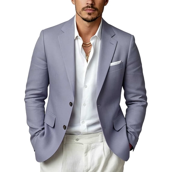 Mrmaere Turn Down Collar Single Button Business Blazer Men Turn Down Collar Button Closure Formal Daily Wear Jacket Gray M