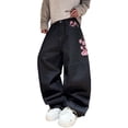 thumbnail image 1 of Mrmall Men's Baggy Jeans Blossom Embroidery Pattern Wide Leg Loose Fit Y2K Jeans Mid Rise Denim Pants Streetwear, 1 of 6