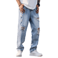 thumbnail image 1 of Mrmall Men's Ripped Regular Fit Straight Leg Jeans Streetwear Y2K Hip Hop Vintage Distressed Denim Pants, 1 of 6