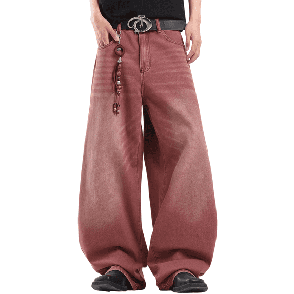 Mrmall Mens Baggy Jeans Wide Leg Loose Fit Casual Jeans Hip Hop Streetwear Denim Jeans