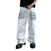 Mrmall Mens Baggy Jeans Y2k Skater Vintage Casual Wide Leg White Jeans Loose Fit Denim Jeans streetwear