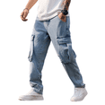 thumbnail image 1 of Mrmall Mens Regular Fit Jeans Straight Leg Casual Mid Rise Cargo Denim Jeans, 1 of 6