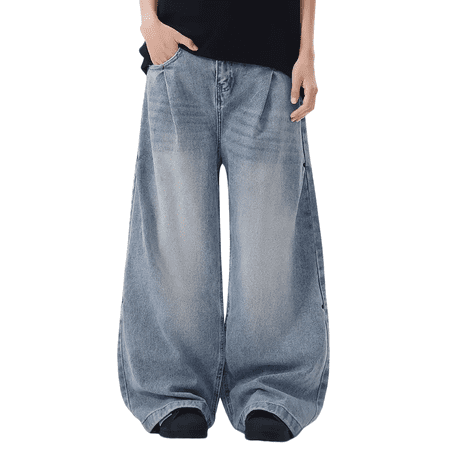 Mrmall Y2k Baggy Jeans for Men Hip Hop Plain Denim Pants Wide Leg Vintage Streetwear Jeans