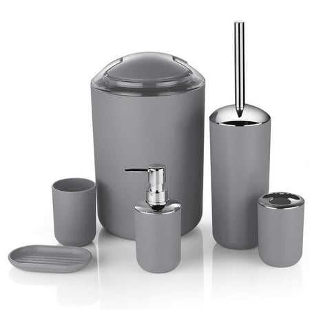 Mrmosy 6-Piece Bath Accessories Set, Black / Gray