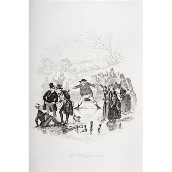 Mrpickwick Slides Illustration From the Charles Dickens Novel the Pickwick Papers by Hk Browne Known As Phiz Poster Print - 12 x 18