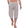 thumbnail image 1 of Mrrootc Men's Casual Pocket Elasticised Waist Drawstring Solid Color Cargo Calf-Length Pants, 1 of 4