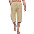 thumbnail image 1 of Mrrootc Men's Casual Pocket Elasticised Waist Drawstring Solid Color Cargo Calf-Length Pants, 1 of 4