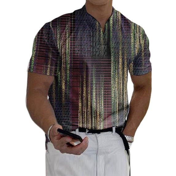 Mrrootc Men's Summer Print V-Neck Short Sleeve Casual Slim T-Shirt Tops