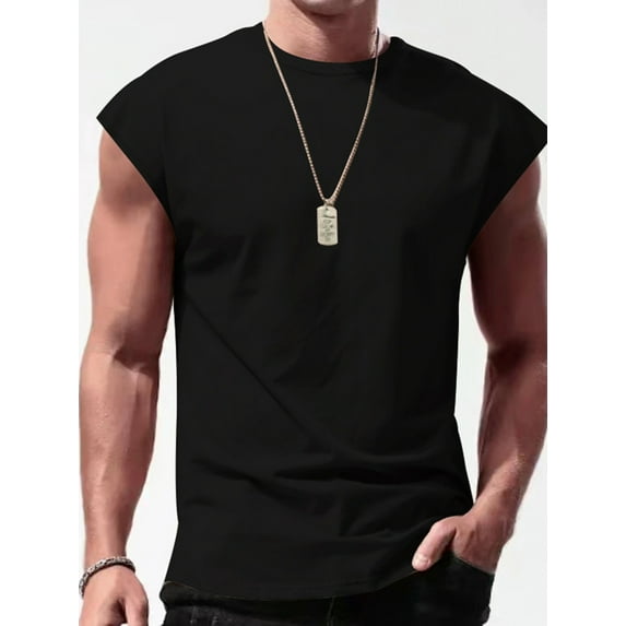 Mrrootc Men's Summer Sports Fitness Solid Color Sleeveless Round Neck Casual Loose Fit Tank Tops