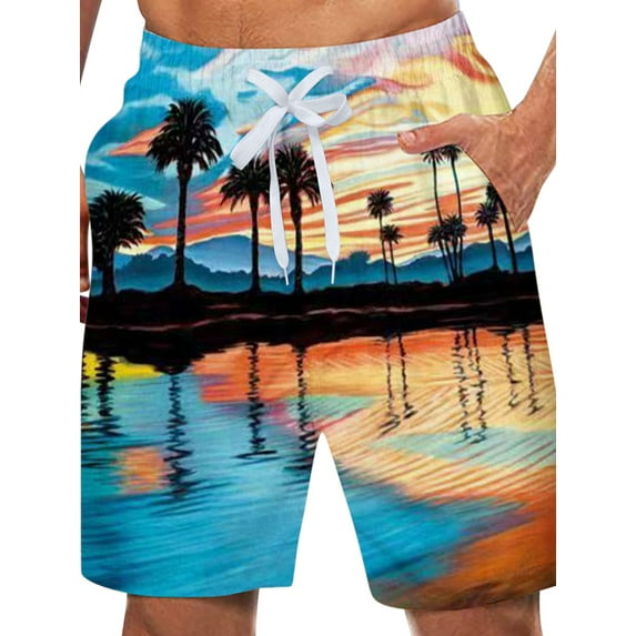 Mrrootc Men's Summer Vocation Beach Shorts Elastic Waist Draw String Casual Walkshorts