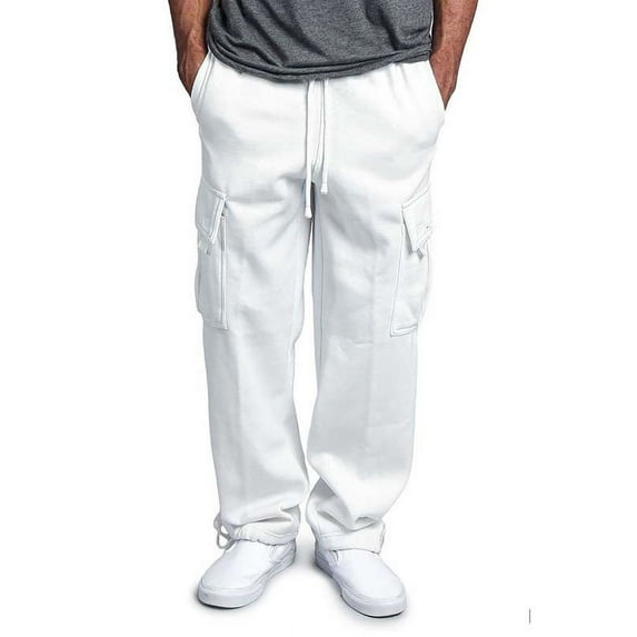 Mrrootc Mens Draw String Overalls Work Pant Solid Color Straight Casual Pant
