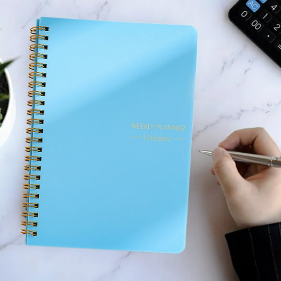 Mrrzels Blue A5 Coil Planner, 8.27"x5.91" 52 Pages 80g Thick Lined Paper with Twin-Ring Binding, Compact Notepad for Weekly Planning and Tasks