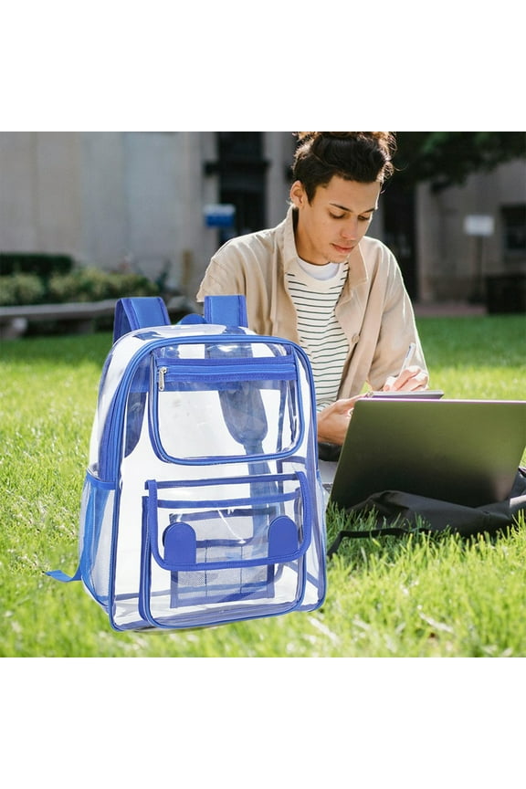 Heavy Duty Clear PVC Daypack Transparent Security Backpack Large Capacity Stadium Approved Travel Bag for Work Commute Daily Use