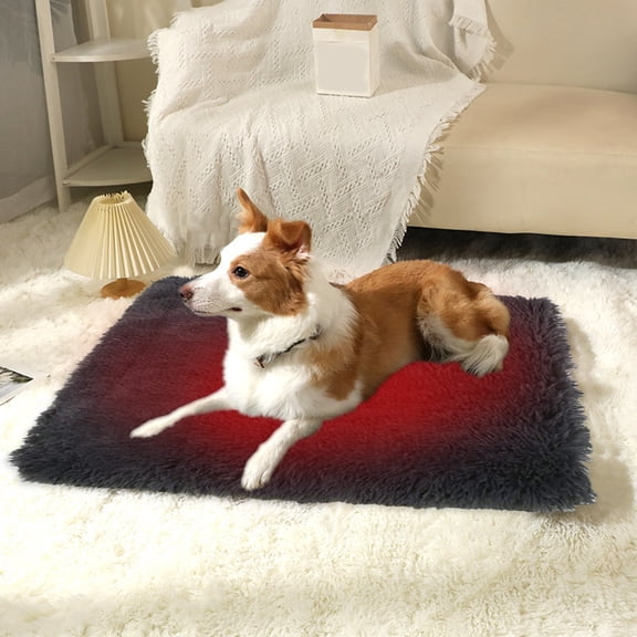 Mrrzels Medium Cozy Warm Winter Pet Bed, Indoor Thickened Polyester Blend Velvet Mat Made of Polyester Blend, Flat Rectangular Cushion for Cats, Dogs, Small Pets, Black 9.84"x7.87"