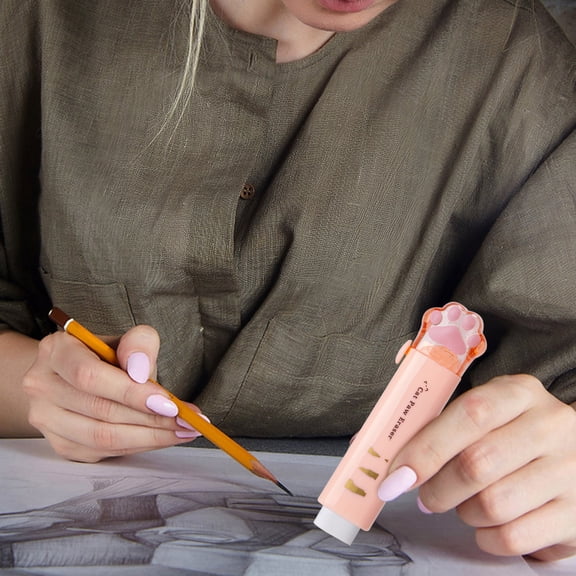 Mrrzels Orange Cat Paw Sliding Eraser, 3.74" Retractable Push-Pull Pencil Eraser, Smudge-Free No Residue Clean Erasing, Low Dust Minimal Debris Soft Rubber for Classroom Office Daily Use
