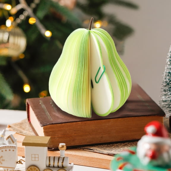 Mrrzels Pear-Shaped 3D Folded Sticky Notes with Decorative Desktop Accent and Water-Resistant Sheets for Kitchen Memo Reminders and Home Workspace Daily Planning
