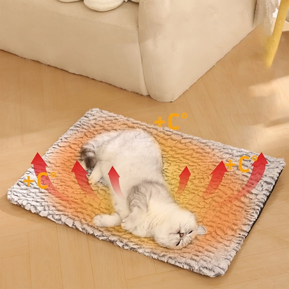 Mrrzels Small Cozy Warm Winter Pet Bed, Indoor Thickened Cloth Durable Washable Mat Made of Cloth, Flat Rectangular Heating Pad for Cats, Dogs and Small Pets, Brown 9.84"x7.87"