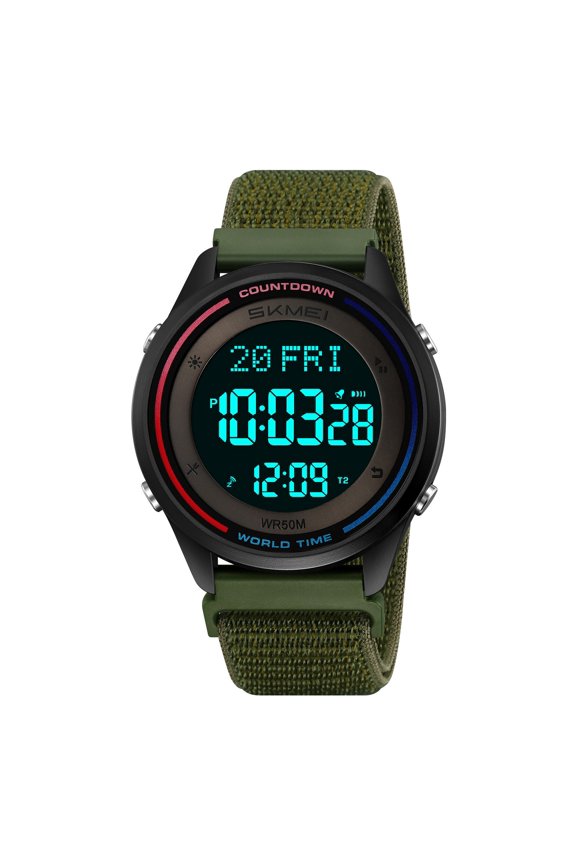 Unisex Digital Chronograph Watch, 1.8" Large Dial with Waterproof, Luminous Display and Alarm, Multifunctional Stainless Steel Watch for Classroom, Daily Use and Outdoor Activities