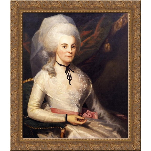 Mrs. Alexander Hamilton 24x20 Gold Ornate Wood Framed Canvas Art by Ralph Earl