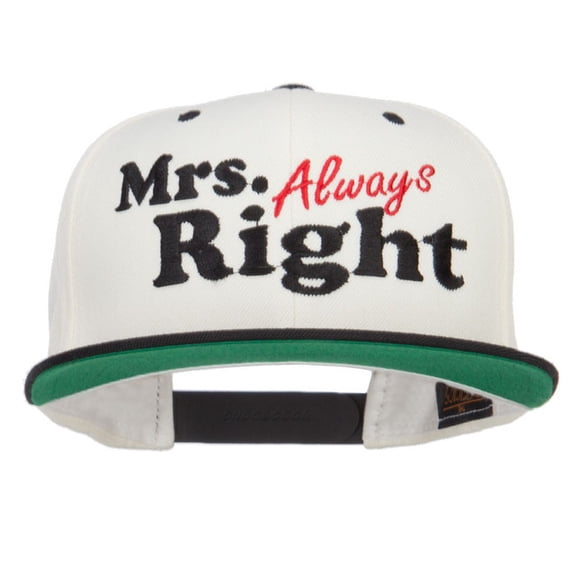 Mrs Always Right Embroidered Snapback - Natural Black OSFM