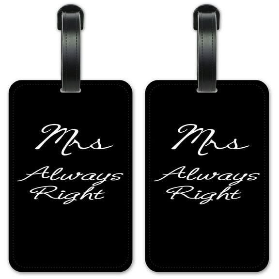 Mrs. Always Right - Luggage ID Tags / Suitcase Identification Cards - Set of 2