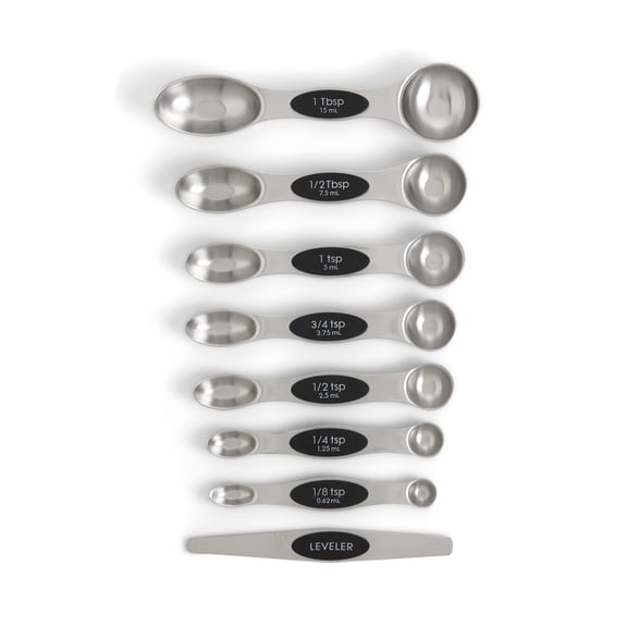 Mrs. Andersons Baking Dual-Sided Magnetic Measuring Spoons and Leveler, Heavyweight Stainless Steel, 8-Piece Set