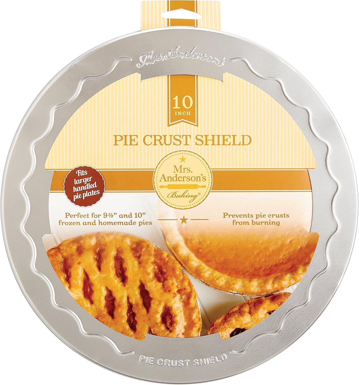 Mrs. Anderson's Baking Pie Crust Protector Shield, Fits 9.5-Inch and 10 ...