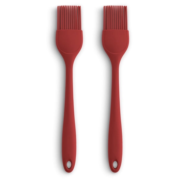 Mrs. Andersons Baking Silicone Basting Brushes, Non-Stick, Heat Safe, Shed-Proof Bristles, Red, Set of 2