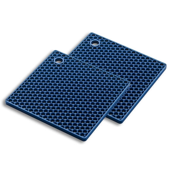 Mrs. Anderson’s Baking Silicone Honeycomb Trivet, Non-Stick, Non-Scratch, Non-Skid, Heat Safe, Navy Blue, set of 2