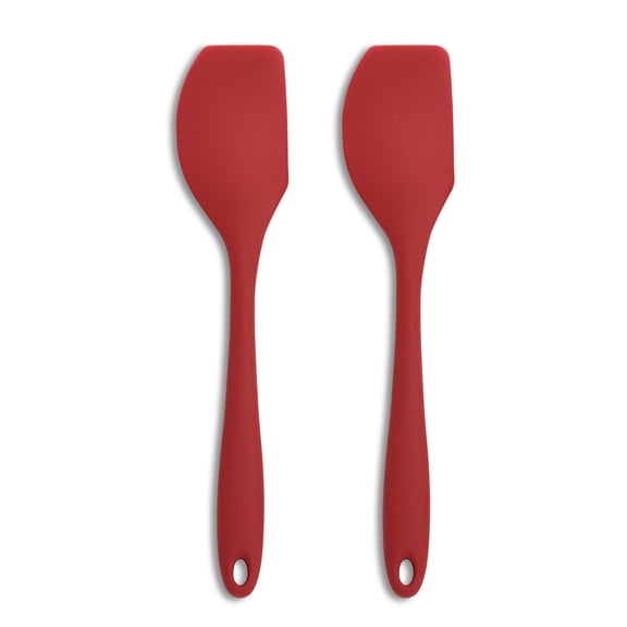 Mrs. Andersons Baking Silicone Scraper Spatula, Flexible And Nonstick, One-Piece Design, Red, Set Of 2, For Mixing, Folding, Scraping, Baking, And Cooking