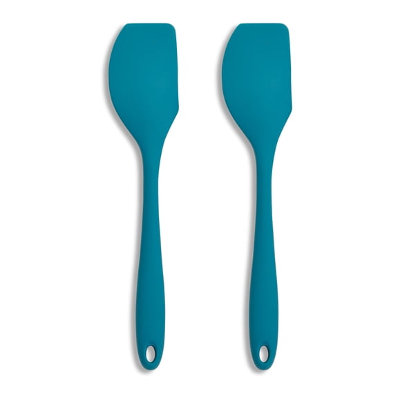 Mrs. Andersons Baking Silicone Scraper Spatula, Flexible And Nonstick, One-Piece Design, Turquoise Blue, Set Of 2, For Mixing, Folding, Scraping, Baking, And Cooking