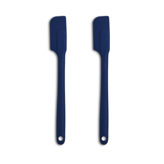 Mrs. Anderson’s Baking Silicone Slim Spatula, Flexible And Nonstick, One-Piece Design, Navy Blue, Set Of 2, For Mixing, Folding, Scraping, Baking, And Cooking