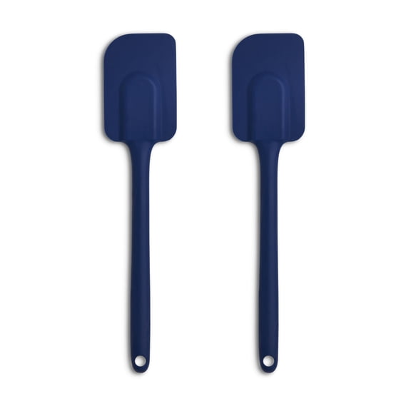 Mrs. Anderson’s Baking Silicone Spatula, Flexible And Nonstick, One-Piece Design, Navy, Set Of 2, For Mixing, Folding, Scraping, Baking, And Cooking