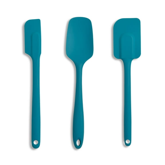 Mrs. Andersons Baking Silicone Spatula Set, Nonstick Flexible and Heat Safe, Turquoise Blue, 3-Piece Set