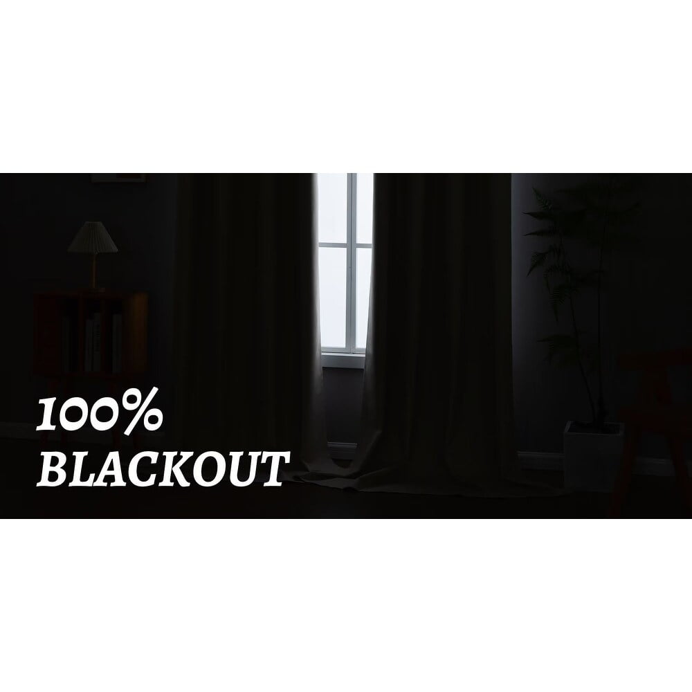 Mrs Awesome 100% Blackout Cotton Blend Window Curtains 2 Panels 52"Wx84"L - Dark Grey