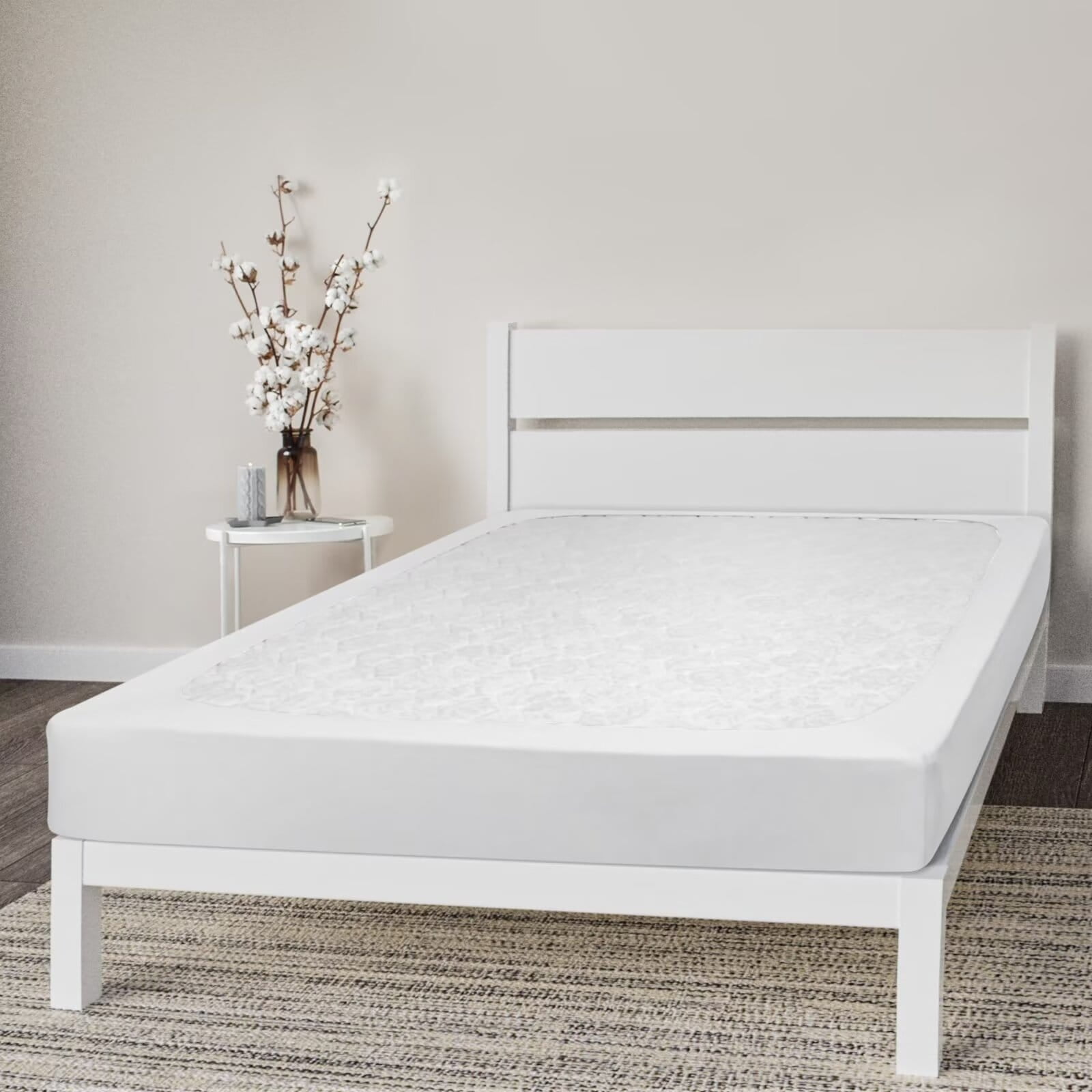 Full White Jersey Knit StretchWrap Box Spring Cover