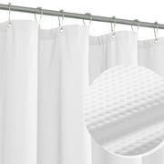 Mrs Awesome White Fabric Shower Curtain for Bathroom, Lightweight Embossed Microfiber, 71" x 72"