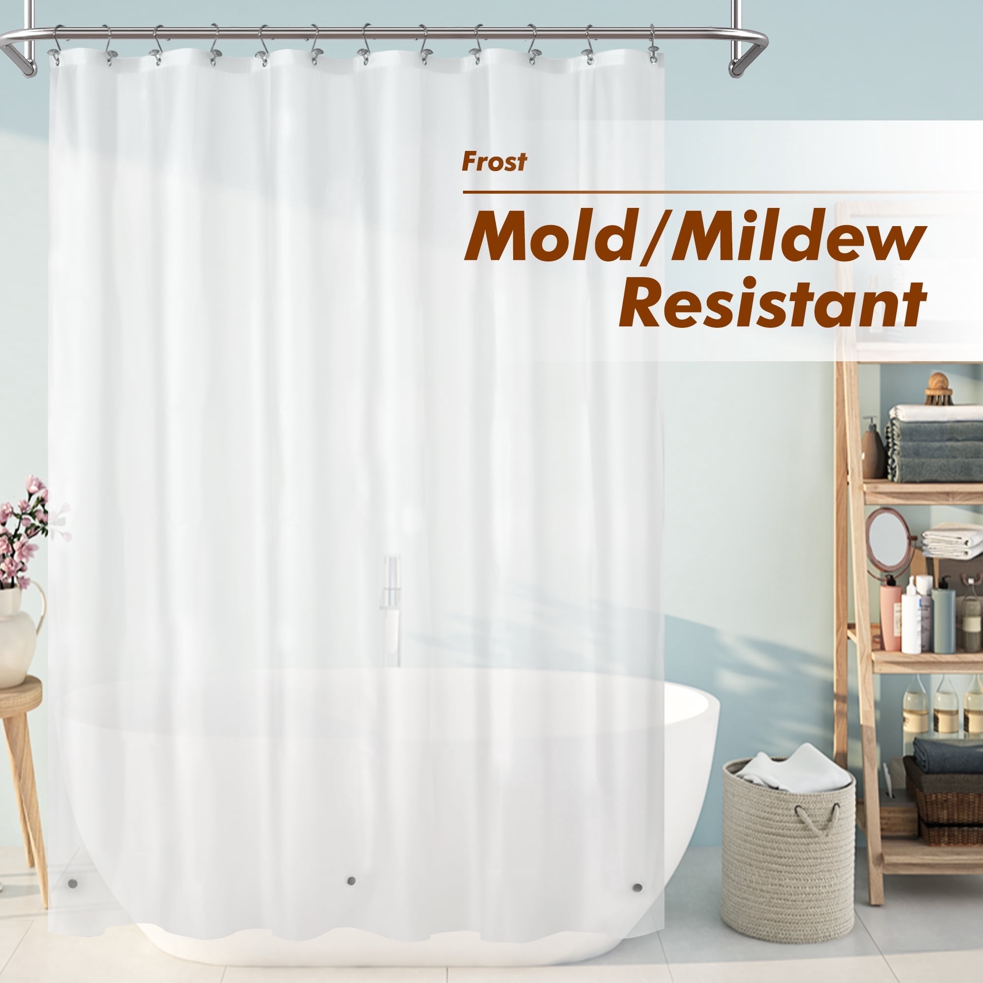Mrs Awesome Lightweight PEVA Waterproof Shower Curtain Liner Frosted with Magnets -72" x 72"