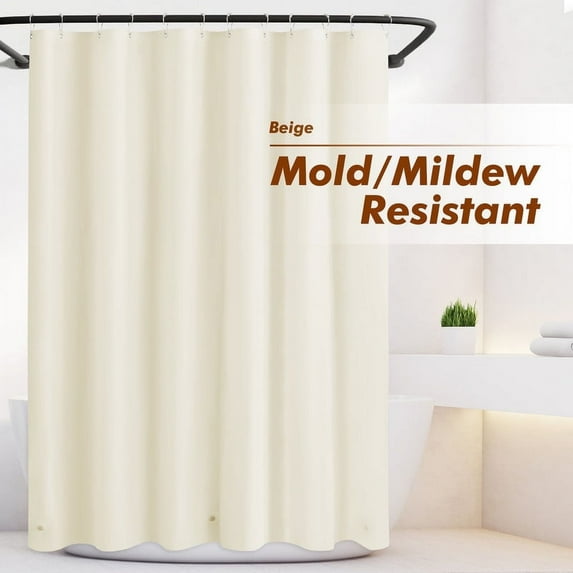Mrs Awesome Waterproof Lightweight PEVA Shower Curtain Liner, Beige with Magnets -72" x 72"