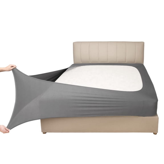 Mrs Awesome Stretch Jersey Knit Box Spring Cover Wrap Around Bed Skirt, Ultra Soft & Wrinkle Free, Full/Full XL, Light Gray