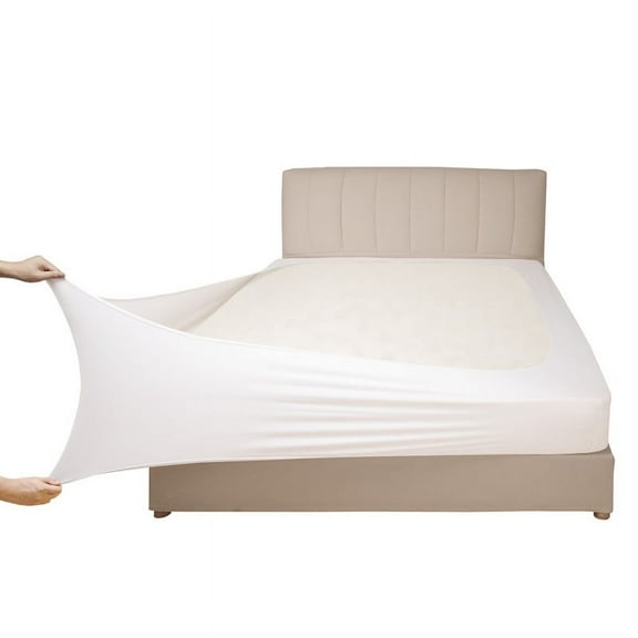 Mrs Awesome Stretch Jersey Knit Box Spring Cover Wrap Around Bed Skirt, Ultra Soft & Wrinkle Free, Full/Full XL, White